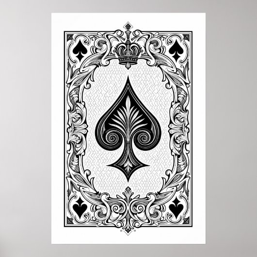 クラシックブラック&ホワイト遊のカードウォールアート ポスター (正面)