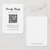 クラシックブラック&ホワイトQRコードウェディングRSVP エンクロージャーカード (正面/裏面)