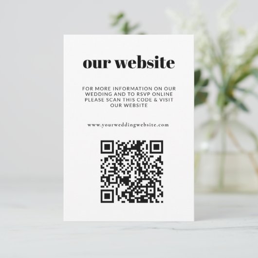 クラシックブラック&ホワイトRSVP QRコー結婚ド エンクロージャーカード (スタンド正面)