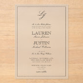 クラシックブラック&ホワイトScript Monogram結婚's アクリル招待状 (正面)