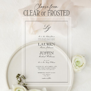 クラシックブラック&ホワイトScript Monogram結婚's アクリル招待状