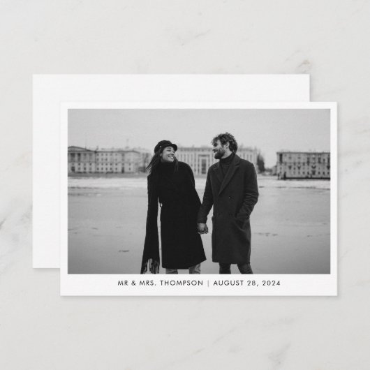 クラシックブラック&ホワ結婚イト サンキューカード (正面/裏面)