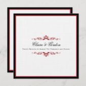 クラシックブラック&レッド結婚式招待状 招待状 (正面/裏面)