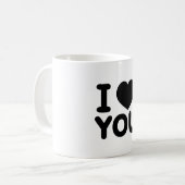 クラシックブラック「愛してる」ハート コーヒーマグカップ (正面左)