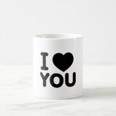 クラシックブラック「愛してる」ハート コーヒーマグカップ (中央)