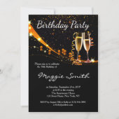 クラシックブラック&金ゴールドバースデーパーティー招待状 招待状 (正面)