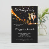 クラシックブラック&金ゴールドバースデーパーティー招待状 招待状 (スタンド正面)