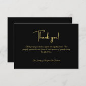 クラシックブラック&金ゴールドブラックパーソナライズされた悔やみや弔慰 サンキューカード (正面/裏面)