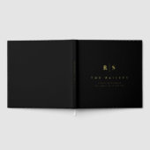 クラシックブラック&金ゴールドモノグラム結婚ズ ゲストブック (全面)