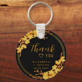 クラシックブラック&金ゴールド結婚ズ・サンキュー キーホルダー (裏面)