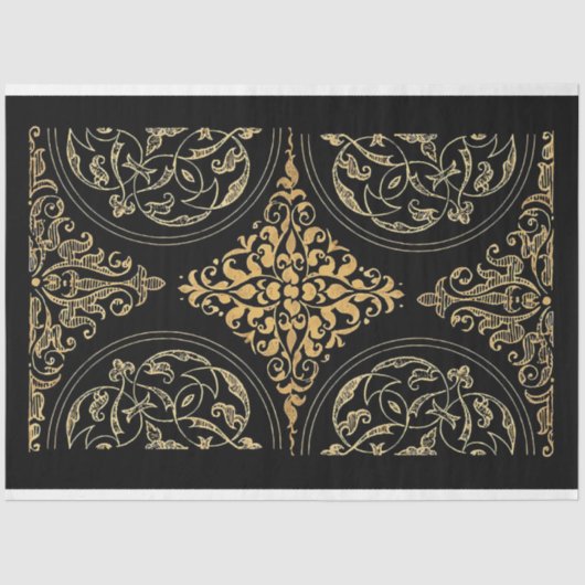 クラシックブラック&金ゴールド装飾ティッシュペーパー 薄葉紙 (正面)