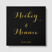 クラシックブラック 12"x12" ゲストブック (オーダーメイドテキスト付き) (正面)