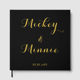 クラシックブラック 12"x12" ゲストブック (オーダーメイドテキスト付き)