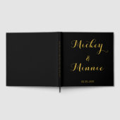 クラシックブラック 12"x12" ゲストブック (オーダーメイドテキスト付き) (全面)