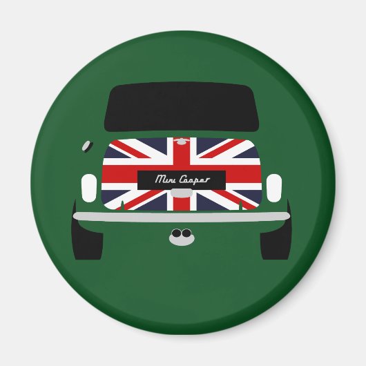 クラシックブリティッシュレーシンググリーンミニクーパーカー マグネット (正面)