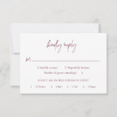 クラシックブルゴーニュエレガントな結婚式 出欠カード (裏面)