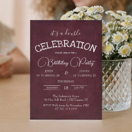 クラシックブルゴーニュダブルバースデーパーティー 招待状