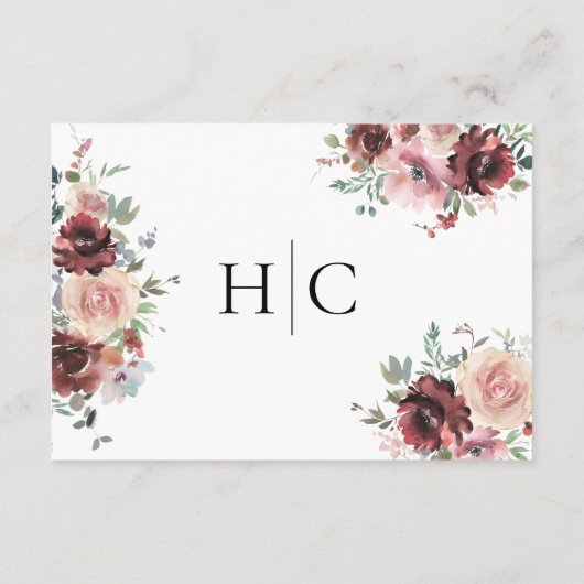 クラシックブルゴーニュ赤面バラ&牡丹 エンクロージャーカード (裏面)