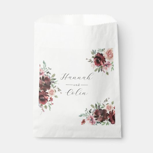 クラシックブルゴーニュ赤面バラ&牡丹 フェイバーバッグ (正面)