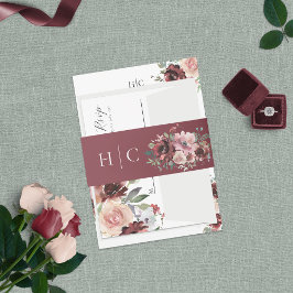 クラシックブルゴーニュ赤面バラ&牡丹 招待状ベリーバンド