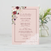 クラシックブルゴーニュ赤面ボタ素朴ニカル結婚ズ 招待状 (スタンド正面)