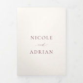 クラシックブルゴーニュQRコードエレガントな結婚式 三つ折り招待状 (カバー)