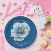 クラシックブルーとジャイアントブルーポピーブライダルシャワー ペーパープレート (パーティー)