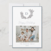 クラシックブルーとホワイトのモノグラムのクレスト写真 シーズンカード (正面)