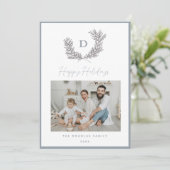 クラシックブルーとホワイトのモノグラムのクレスト写真 シーズンカード (スタンド正面)