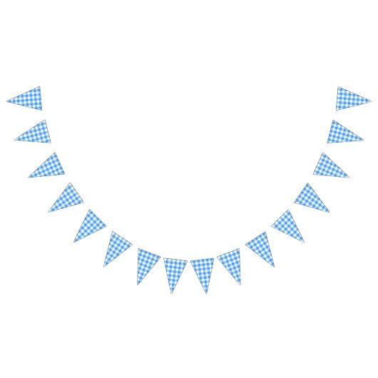 クラシックブルーとホワイトギンガムパーティー バンティングフラッグ (全)