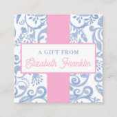 クラシックブルーとホワイトパターンの贈り物 エンクロージャーカード (正面)