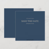 クラシックブルーのモダンミニマリストウェディング セーブザデート (正面/裏面)
