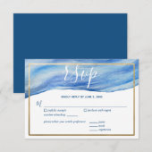 クラシックブルーの海岸の優雅さ 水彩波 出欠カード (正面/裏面)