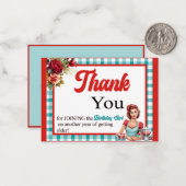 クラシックブルーの誕生日パーティー感謝カード ノートカード (正面/裏面インサイチュ)