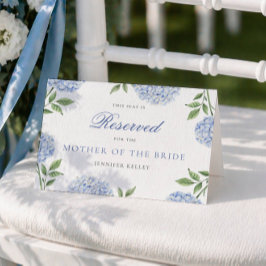 クラシックブルーアジサイの結婚式指定席カード カード