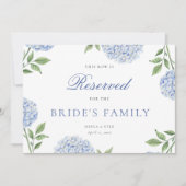 クラシックブルーアジサイの結婚式指定席カード 招待状 (正面)