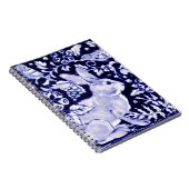 クラシックブルーアンドホワイトラビット&バードフローラ海軍 ノートブック (右側)