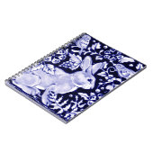 クラシックブルーアンドホワイトラビット&バードフローラ海軍 ノートブック (左側)