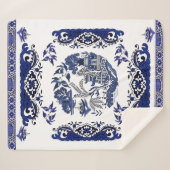 クラシックブルーウィローデザイン シェルパブランケット (正面(横))