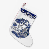 クラシックブルーウィローデザイン スモールクリスマスストッキング (正面 (吊り時))