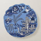 クラシックブルーウィローデザイン ラウンドクッション (裏面)