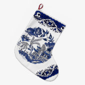 クラシックブルーウィローデザイン ラージクリスマスストッキング (正面 (吊り時))