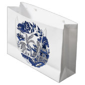 クラシックブルーウィローデザイン ラージペーパーバッグ (正面アングル)