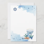 クラシックブルーウォーターカラーハッピーハヌカー写真 シーズンカード (裏面)