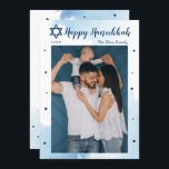 クラシックブルーウォーターカラーハッピーハヌカー写真 シーズンカード<br><div class="desc">クラシックブルーウォーターカラーハッピーハヌッカフォトホリデーカード</div>