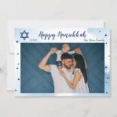 クラシックブルーウォーター色金ゴールドハッピーハヌカー写真 シーズンカード (正面)