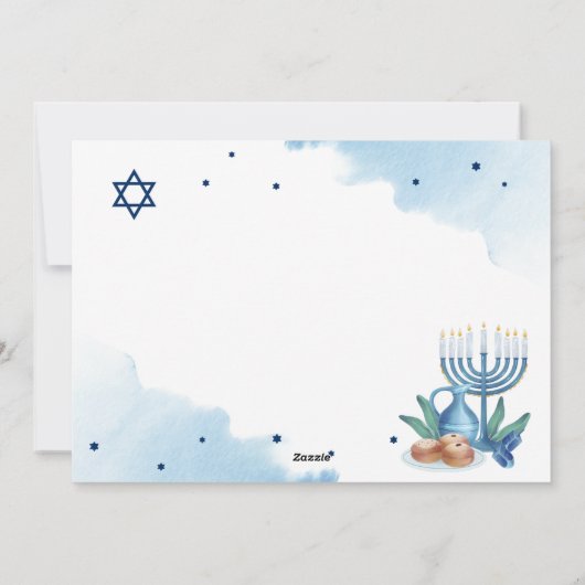 クラシックブルーウォーター色金ゴールドハッピーハヌカー写真 シーズンカード (裏面)