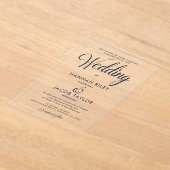 クラシックブルーエレガントな結婚式 アクリル招待状 (レイダウン)