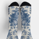 クラシックブルーオンホワイトトイレクルーソックス – フィット ソックス (上部)