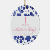 クラシックブルーガールパーソナライズされたバプテスマ セラミックオーナメント (右)